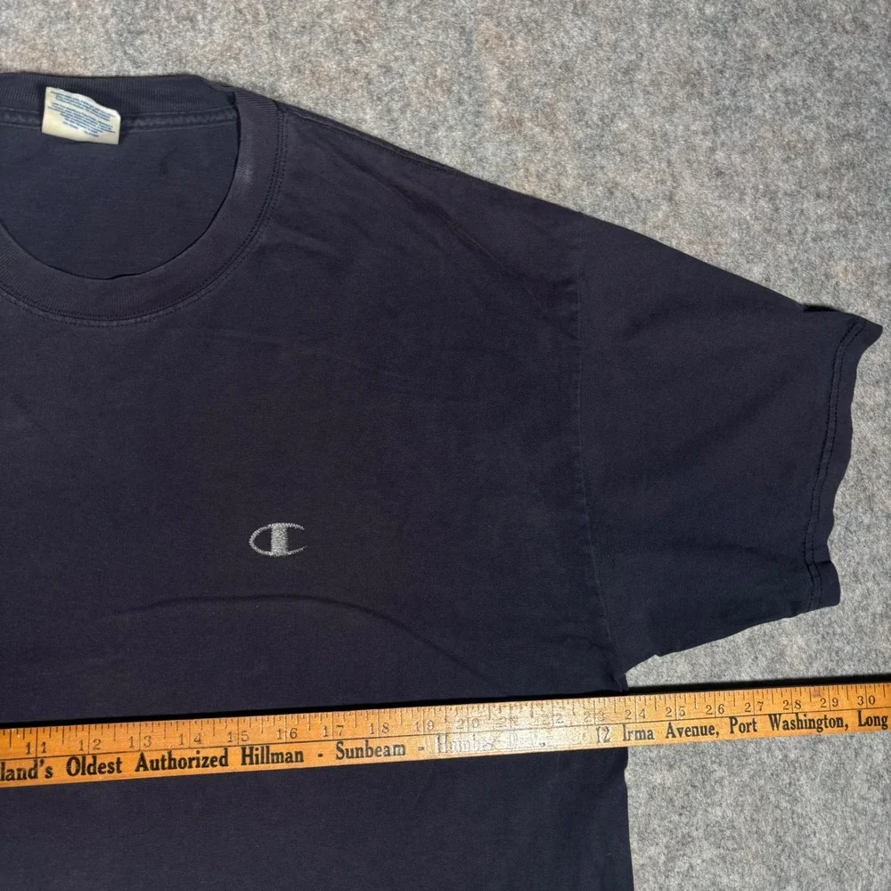VTG Champion T-Shirt Mens XL Navy Blue Embroidered C Logo Short Sleeve Cotton - Picture 6 of 8